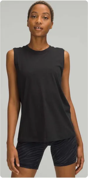 Lululemon Womens All Yours Black Lounge Relaxed Athleisure Pima‎ Cotton Tank Top thumbnail 1