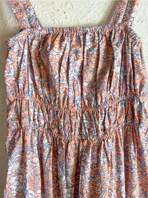 J. Crew Tiered cotton midi dress convertible straps bouquet block print medium thumbnail 3