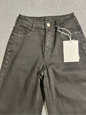 I&M High Rise Black Barrel Studded Jeans thumbnail 2