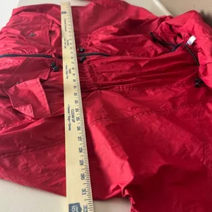 H! By Henry Holland Red‎ Hooded Windbreaker Poncho Jacket Womens Size 10 Zip Up thumbnail 7