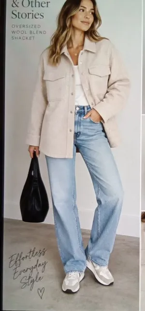 & Other Stories Over Size Shirt Shacket Wool Blend Oatmeal Gorpcore Casual Chic thumbnail 1