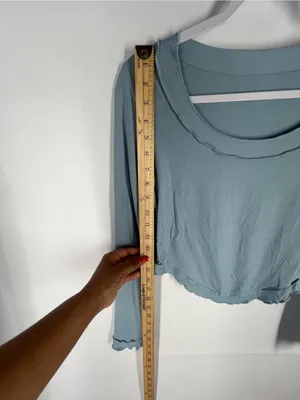 Women’s Long Sleeve Scalloped Edge Top - Dusty‎ Blue Y2K thumbnail 8