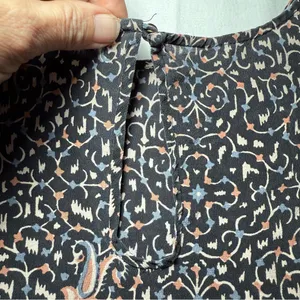 Madewell 100% Silk Blouse Large Black Floral Peasant Cottagecore Ruffle Sleeve thumbnail 7