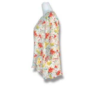 Zara‎ Basic Top Floral Chiffon Blouse Open Back Deep Vneck Flowy Boho Spring XS thumbnail 5