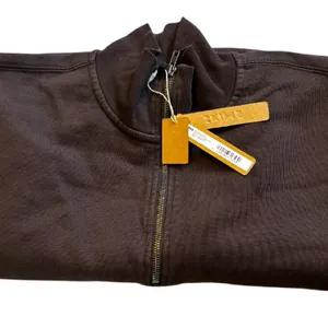 NWT SKIMS Boyfriend Cotton Fleece Slouchy Half-Zip Pullover in Espresso Brown thumbnail 4