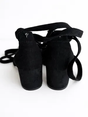Sam Edelman Suede Lace-Up Block Heel Sandals Black Size 7 Strappy Wrap Heels thumbnail 3