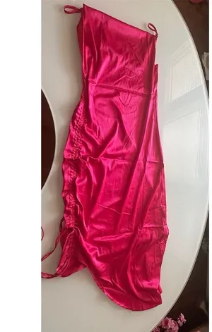 Vibrant Pink Satin Dress thumbnail 1