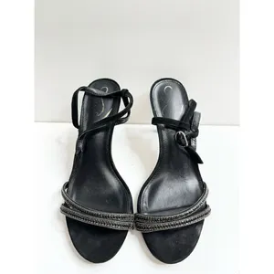 Sam Edelman Sandals Womens Size 6.5 Black Faux Leather‎ Open Toe Daisie Heels thumbnail 5