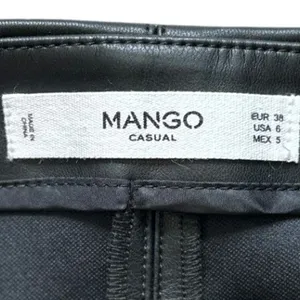 Mango Retro Asymmetrical Micro Mini Skirt 6 Black Faux Leather Houndstooth Tweed thumbnail 4