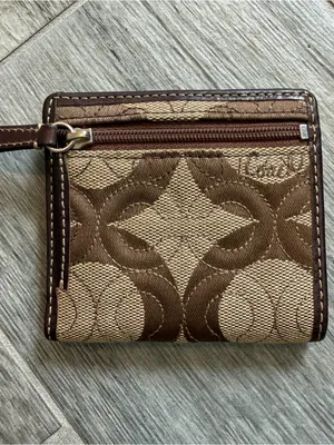 Vintage Coach Chelsea Signature Brown Canvas Credit Card Wallet Snap Button Zip thumbnail 2