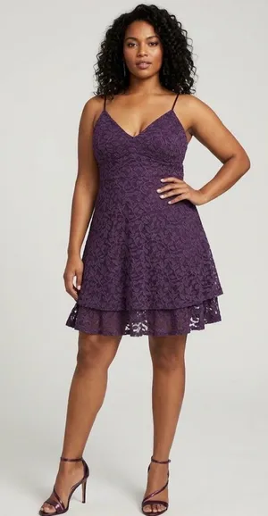 Emerald Sundae Purple Lace Mini Dress thumbnail 1