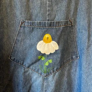 Vintage RAMA of USA‎ Women’s Dress Maxi Denim Boho Daisy Jean 100 % Cotton Large thumbnail 7
