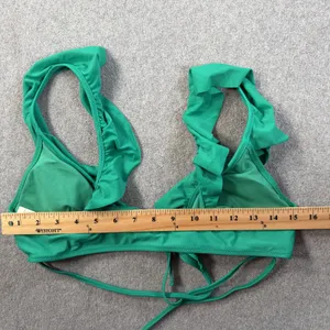 Aerie Scoop Ruffle Triangle Swim Top Women's Medium Green Tie Back Bikini NEW thumbnail 7