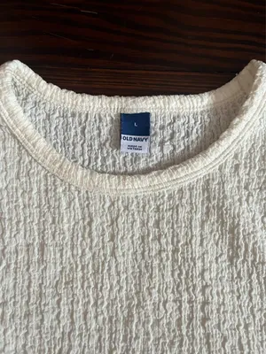 Old Navy Cream scrunched semi sheer white top   thumbnail 2