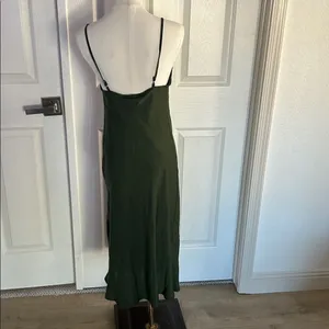 SUPESU Satin Midi Slip Dress Adjustable Spaghetti Strap, Green, Size XS, NWT thumbnail 6