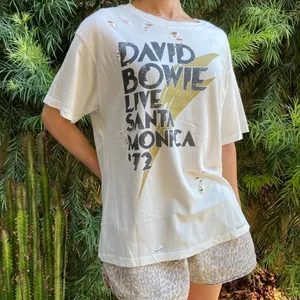David Bowie Live Santa Monica '72 Light Cream crewneck T-shirt Size M thumbnail 2
