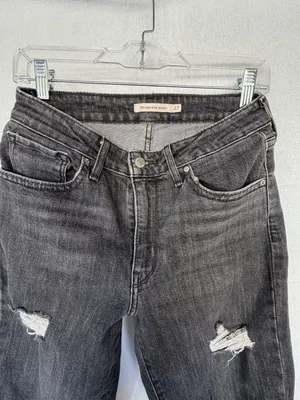 Levi's 721 High Rise Skinny Jeans Faded Black Distressed 27 thumbnail 3