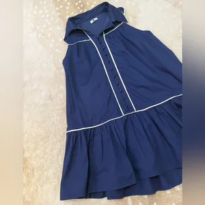 TCEC navy blue button down white accent sleeveless dress women’s size large thumbnail 4