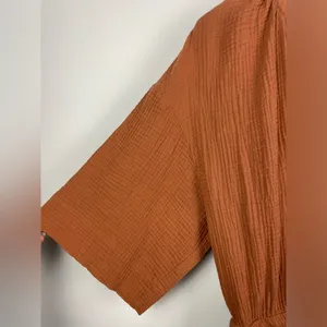 Jacks Surfboards Orange Brown‎ Cotton Gauze Short Sleeve Romper thumbnail 2