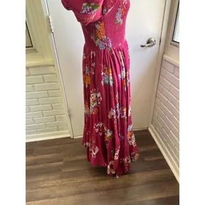 Free People Morning Glory Maxi Dress Small smocked lace boho cowgirl‎ maximalist thumbnail 6