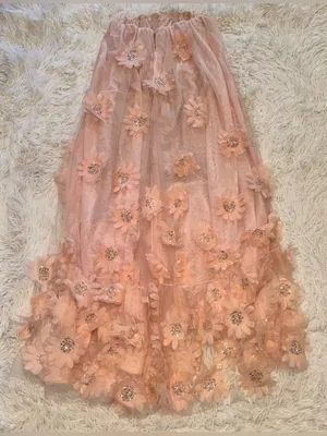NEW HELSI Athena Bead & 3D floral Appliqué Strapless Mesh Pink Pearl Gown sz S thumbnail 8