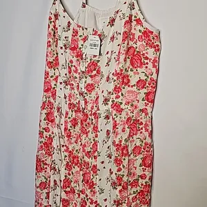 NWT Abercrombie & Fitch summer tea rose floral spagetti strap adjustable dress L thumbnail 2