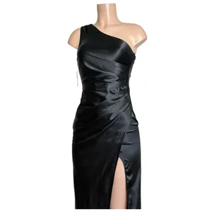 BHLDN Scottie One-Shoulder Side-Slit Stretch Satin Maxi Dress, Black, XS thumbnail 11