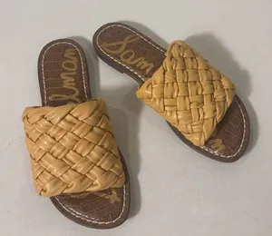 Sam Edelman Griffen Women Size 5.5 Cuoio Leather Slide Sandals‎ Brown Woven thumbnail 1
