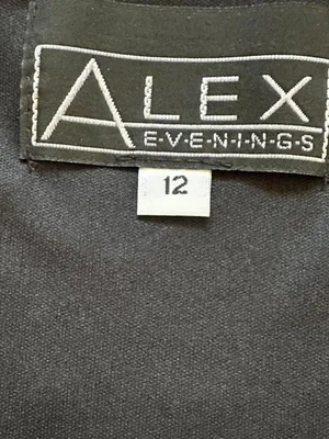 Vintage Alex Evenings Black Chiffon Midi Dress Handkerchief Hem Witchy 90s Y2K thumbnail 6