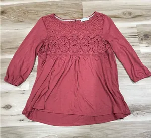 Altar’d State Red Lace Babydoll Top Women’s Medium thumbnail 1