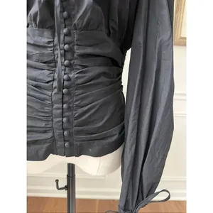 Rye Black Goth Whimsigoth Cottagecore Peasant Blouse Cotton M Black Size M thumbnail 4