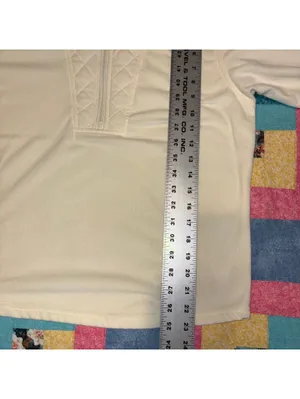 L.L. Bean Girls XL 18-20 Ultra Soft Cream Quilted Quarter-Zip Pullover Fleece thumbnail 8