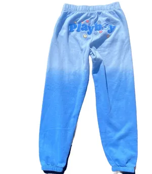 🩵 Playboy By PacSun Size XS (Small - Medium) Baby Blue Ombre Floral Logo Joggers Sweatpants 💙 thumbnail 2