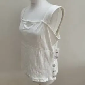 Anthropologie Maeve White Callie Side‎ Button Tank thumbnail 5