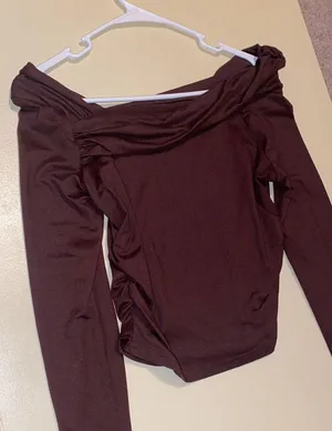 Off Shoulder Top Brown thumbnail 1