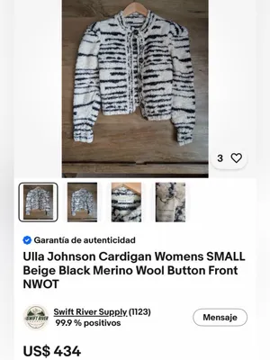 Ulla Johnson Black & Cream Zebra-Print Cropped Teddy Jacket 100%Merino Wool thumbnail 11