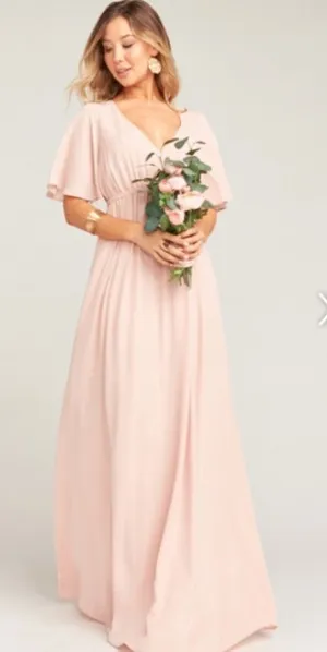 Show Me Your Mumu Emily Empire Maxi Dress Dusty Blush Crisp Size XS NWT NEW thumbnail 1