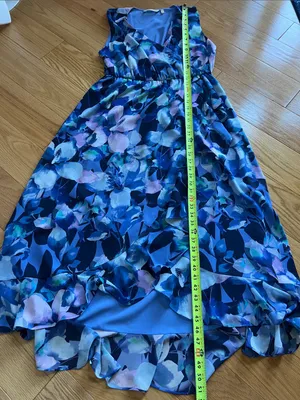 Soft Surroundings Blue Floral Wrap-Style Maxi Dress thumbnail 9