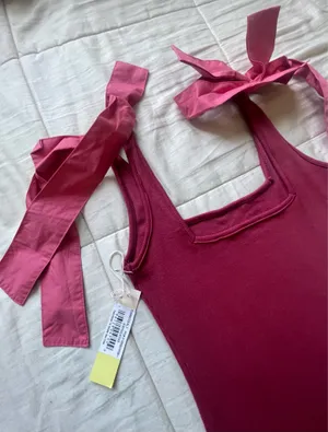 Summersalt Poplin Ribbed Tie Shoulder Dress thumbnail 5