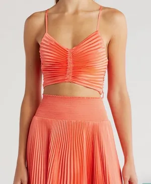 ALC Frank NWT Pleated Coral Crop Camisole Top size‎ 2 thumbnail 1