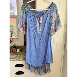 Zimmermann Winsome Sky Sunbleach Floral 100% Silk Ruffle Mini Dress Size 2 thumbnail 11