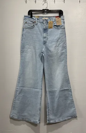 Levis Ribcage Bell Jeans Super High Rise Blue Denim Womens 32 x 32 Flare Retro thumbnail 1