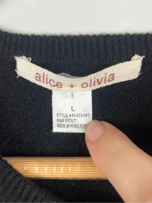 Y2k Alice + Olivia 100% cashmere black white bow button down cardigan large thumbnail 2