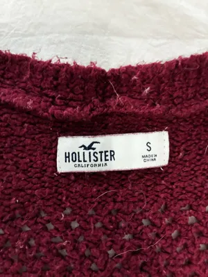 Hollister Open-Front Knit Cardigan - Burgundy thumbnail 2
