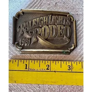 Vintage 1981 Raleigh Lights Rodeo Men's Brass Belt Buckle Western Cowboy thumbnail 6