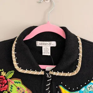 Vintage Black Arriviste Cowboy Boot Button Up Sweater thumbnail 4
