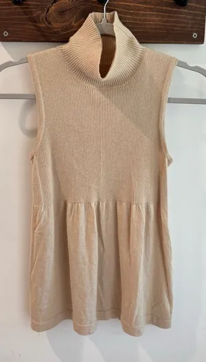 Magashoni Silk Cashmere Blend Sleeveless Babydoll Turtleneck‎ Sweater Small thumbnail 1