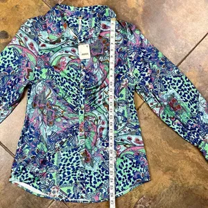 NWT Free People Paisley Animal Print Long Sleeve Button Down Large thumbnail 6