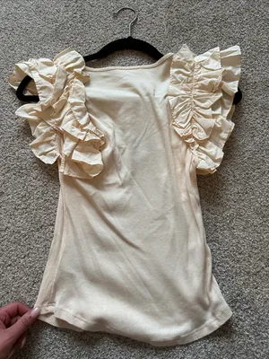 Ulla Johnson Ruffle Sleeve Scoop Neck Tank Top - Cream thumbnail 4