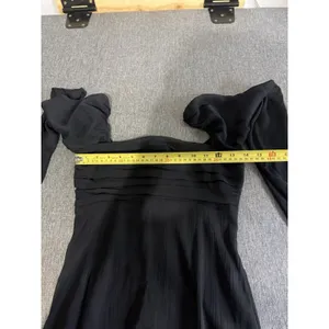 Abercrombie Women's Black Sheer Chiffon Pleated Long Sleeve Maxi Dress Size ST thumbnail 9